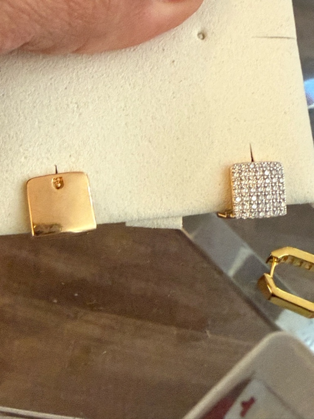 Square And zircon Champagne earrings